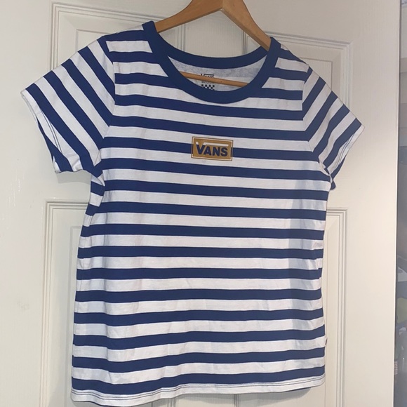 Vans Tops - Vans Skimmer Blue & White Stripe Crop T-Shirt. Size M